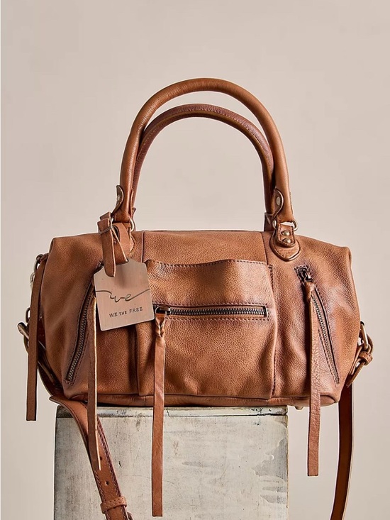 We The Free Handbags - We The Free Cognac Leather Satchel with Tassel Zips